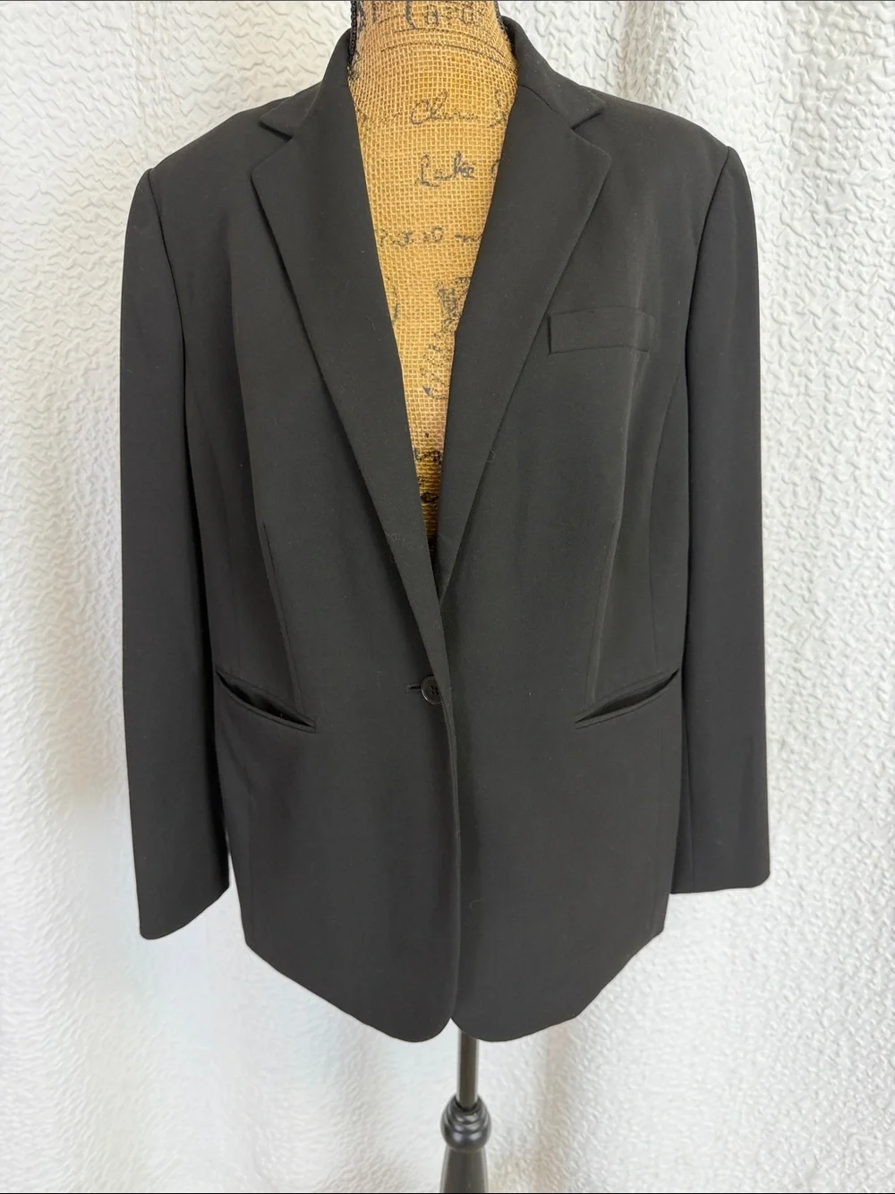 Lauren Ralph Lauren Single Button Black Blazer LeopardPrint Satin  Lining 16W
